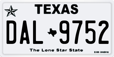 TX license plate DAL9752