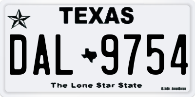 TX license plate DAL9754
