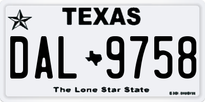 TX license plate DAL9758