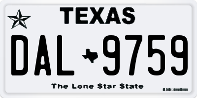 TX license plate DAL9759