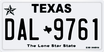 TX license plate DAL9761