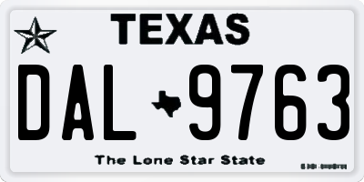 TX license plate DAL9763