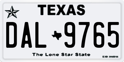 TX license plate DAL9765
