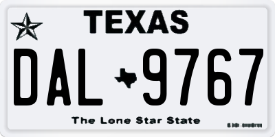TX license plate DAL9767