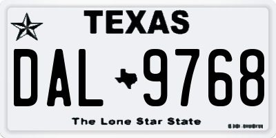 TX license plate DAL9768