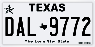 TX license plate DAL9772