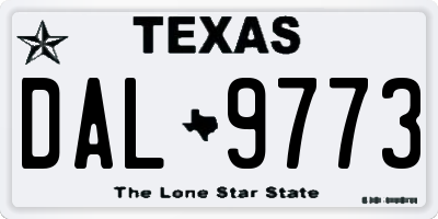 TX license plate DAL9773