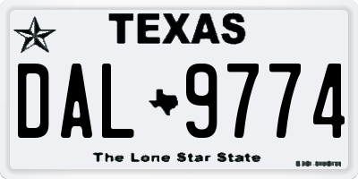 TX license plate DAL9774