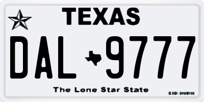 TX license plate DAL9777
