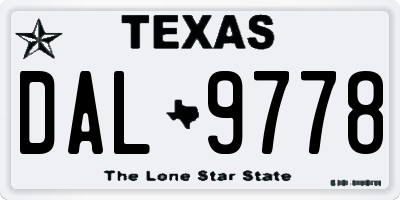 TX license plate DAL9778
