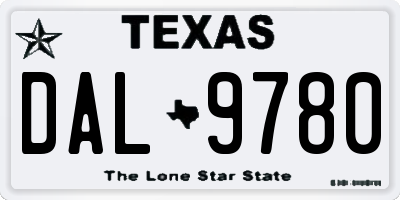 TX license plate DAL9780