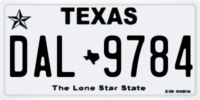 TX license plate DAL9784