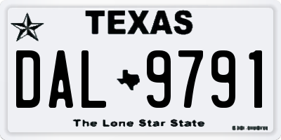 TX license plate DAL9791