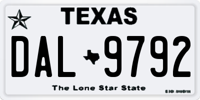 TX license plate DAL9792