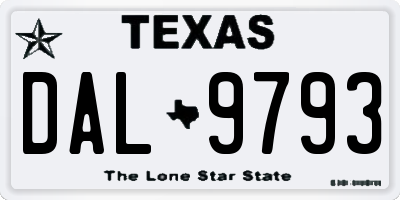 TX license plate DAL9793