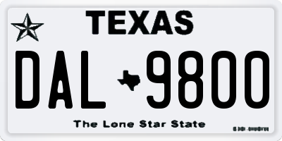 TX license plate DAL9800