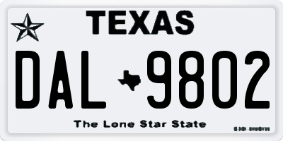 TX license plate DAL9802
