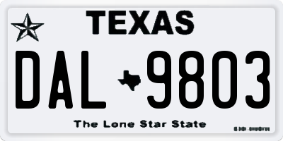 TX license plate DAL9803