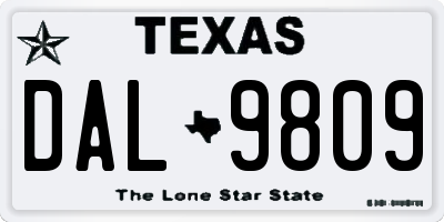 TX license plate DAL9809