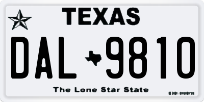 TX license plate DAL9810