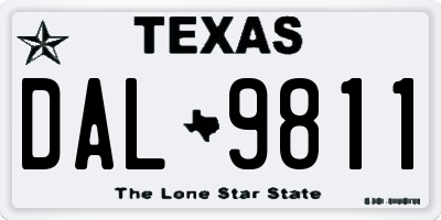 TX license plate DAL9811