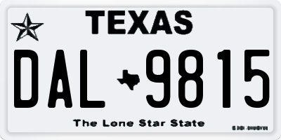 TX license plate DAL9815