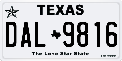 TX license plate DAL9816