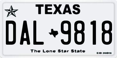 TX license plate DAL9818