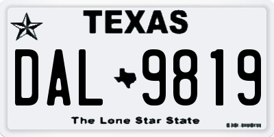 TX license plate DAL9819