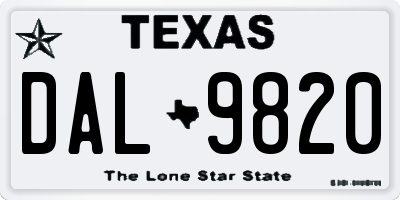 TX license plate DAL9820