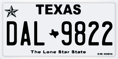 TX license plate DAL9822