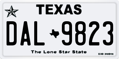 TX license plate DAL9823
