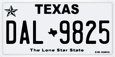 TX license plate DAL9825
