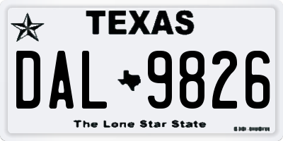 TX license plate DAL9826