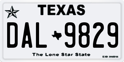 TX license plate DAL9829