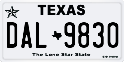 TX license plate DAL9830