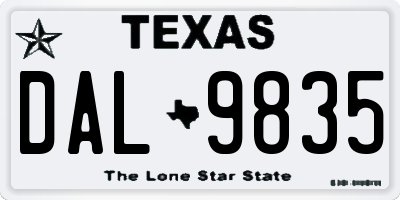 TX license plate DAL9835