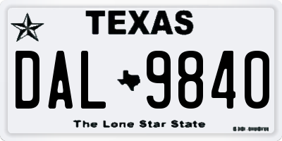 TX license plate DAL9840