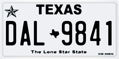 TX license plate DAL9841