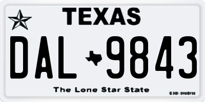 TX license plate DAL9843