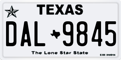 TX license plate DAL9845