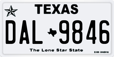 TX license plate DAL9846