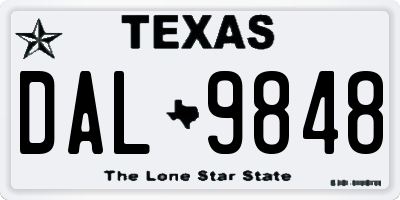 TX license plate DAL9848