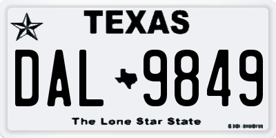 TX license plate DAL9849