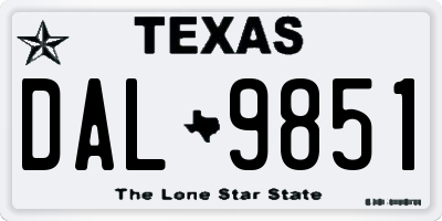 TX license plate DAL9851