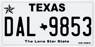 TX license plate DAL9853