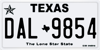 TX license plate DAL9854