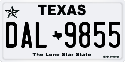 TX license plate DAL9855
