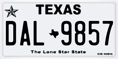 TX license plate DAL9857