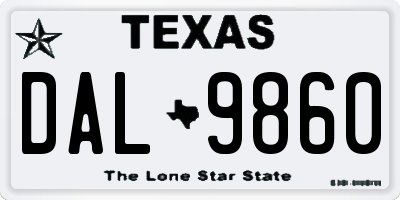TX license plate DAL9860